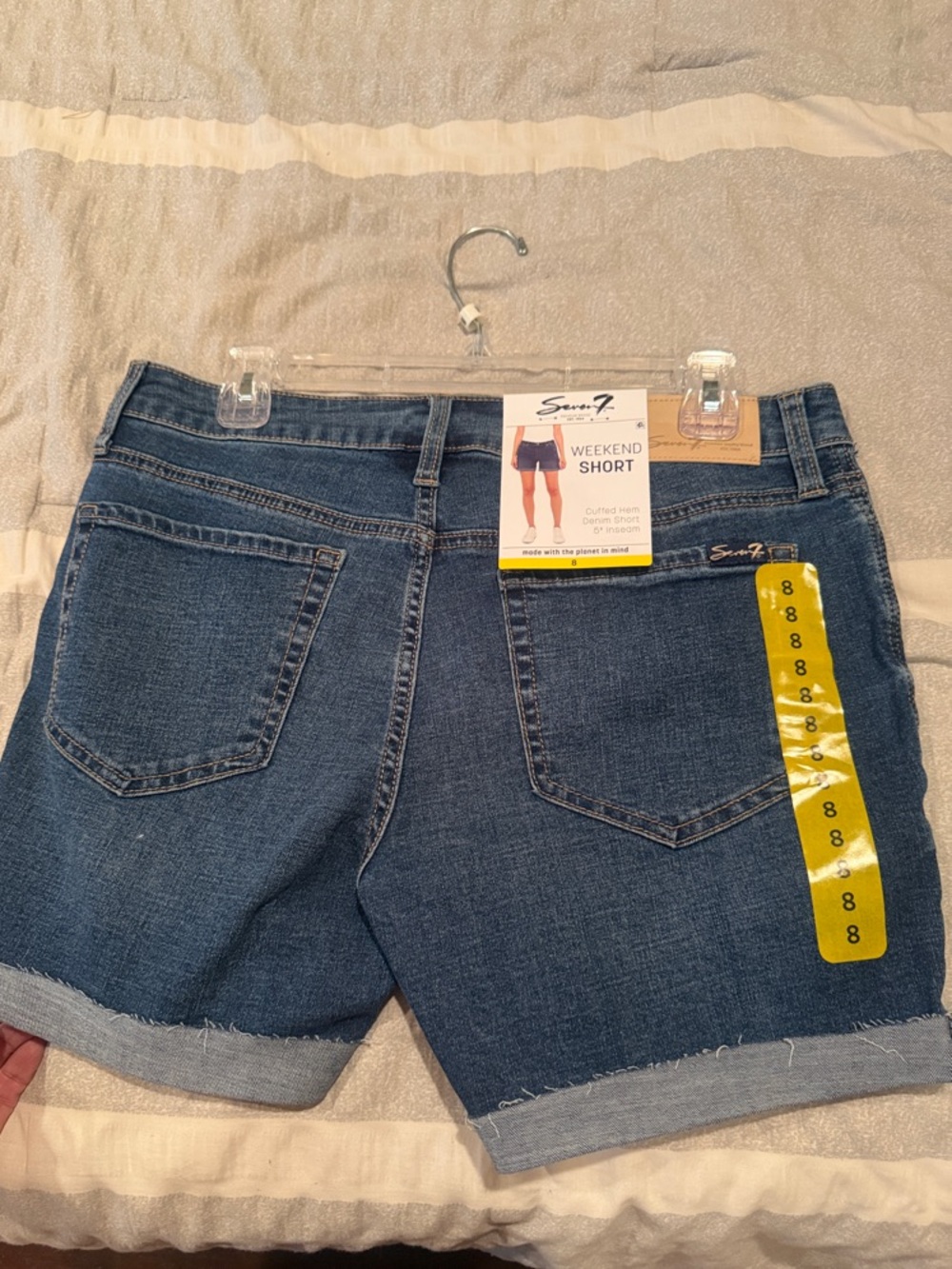 Seven7 Dark Blue Rolled Hem Denim Shorts